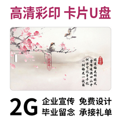 卡片式u盘 2g 创意礼品定制防水名片式优盘 广告logo 彩绘