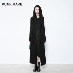 PUNK RAVE设计师原创新品毛织带帽女巫保暖围巾