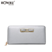 2015 winter season new style clutch bag, Japan and South Korea ban solid color bow zip around wallet purse women bags