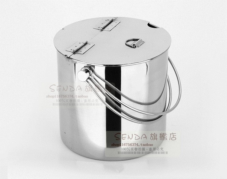 加厚不锈钢翻盖式手提冰桶糖水桶奶茶桶茶水饮料桶外出便携冷饮桶