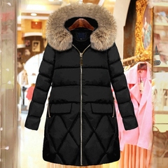 冬季韩国200斤胖mm大码女装棉衣棉服中长款毛领带帽加厚棉袄外套
