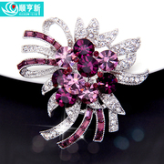 Upscale female Korean brooch pin flower Crystal brooch clasp shoulder buckle scarf buckle ornament accessories