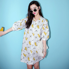 Spring/summer QUEENZZ leisure Korean 2015 long banana in shirt-sleeves in the new Korean woman CS190