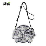Bathe fish original bow handbag 2015 fall/winter new style fashion woolen bag round bag slung shoulder bag