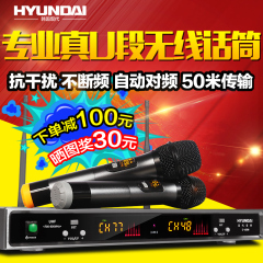 HYUNDAI/现代 U-6500无线话筒一拖二ktv舞台K歌家用U段麦克风会议