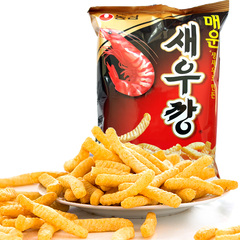 韩国农心辣味虾条90g 农心鲜虾条 原味进口休闲膨化小食品小零食