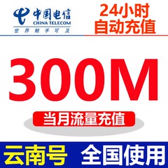 云南电信省内号码 全国漫游300M流量手机流量包充值叠加3G4G快充