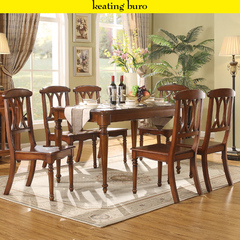 凯汀堡美式全实木餐桌椅组合现代简约欧式客厅家具6人吃饭桌子