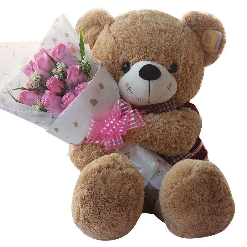 泰迪熊公仔大号抱抱玫瑰熊毛绒玩具送女友生日圣诞节新年礼物玩偶