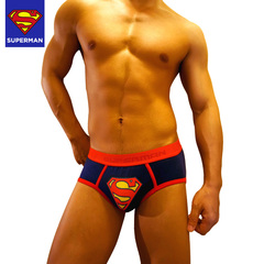 Superman 超人 男内裤三角裤棉透气 干爽撞色 经典印花 U凸囊袋潮