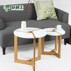 北欧现代小户型实木简约迷你小茶几沙发边几家用创意卧室圆形桌子