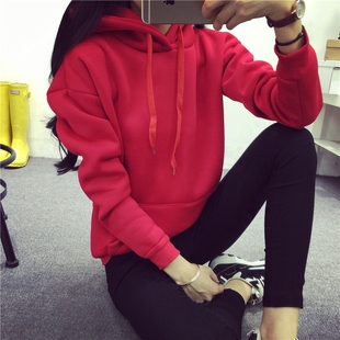 仪特娅旗舰店2015秋冬装开衫外套学生情侣韩版加厚连帽卫衣女宽松净纯色上衣潮