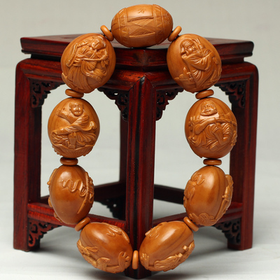 苏州核雕名家范婷《浮雕八仙》手串