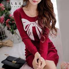 Long sleeve dress pink doll 2015 new summer dresses women's clothing bag hip dress pullover dress