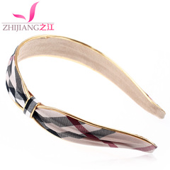 Zhijiang striped headband Korea wide-simple hairpin fabric pressure spring Pu Pi Fa buckle headdress slippery-proof hoop