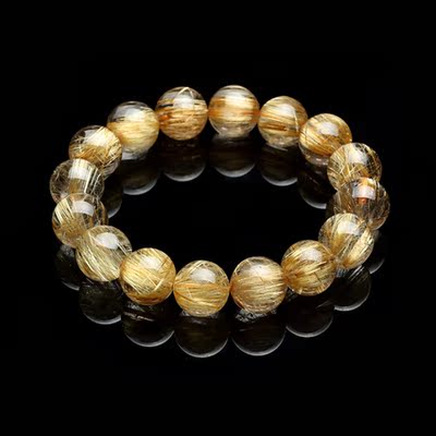 心韵典藏 极品满发维纳斯金发晶顺发大颗粒手链 16mm 67.25g