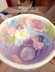 预定日本濑户烧陶制手绘手作釉下彩繁花朵朵蔷薇樱花杯马克杯杯子