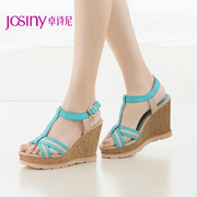 Zhuo Shini 2015 summer styles of sandals women, every word in the super high heel peep-toe wedges-152238990