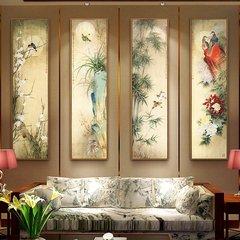 新中式梅兰竹菊客厅装饰画书房走廊名家国画挂画餐厅卧室三联壁画