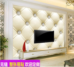 3D立体欧式软包电视背景墙纸客厅沙发无缝壁画定做卧室墙布壁纸