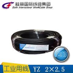 桂林国际电线电缆穿山牌YZ2×2.5铜芯线橡套软线国标电线100米