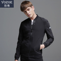 YOZOE/悠尊秋季新款夹克男士纯色韩版外套修身上衣棒球服男装薄款