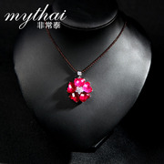 New Thai fashion Ruby flower pendant in 925 Silver Pendant ladies European big name jewelry