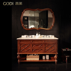 GODI/高第 新美式实木浴室柜组合 洗脸盆洗漱台镜柜组合 US-46A