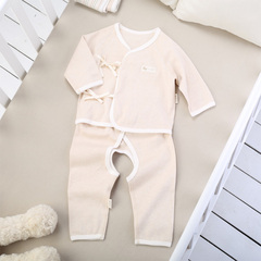彩棉新生儿和尚服套装 纯棉宝宝衣服裤子 婴儿绑带蝴蝶衣 长袖
