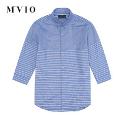 MVIO/妙维2016新品 商场同款韩版男士休闲七分袖条纹衬衫
