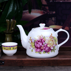 景德镇青花瓷茶壶陶瓷单壶 大号泡茶壶大容量凉水壶过滤大茶杯