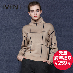 IVENI/依维妮羊毛衫女套头2016冬新款高领针织衫打底修身毛衣7020