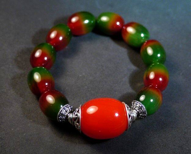 彩色蜜蜡苹果红黄绿丝大红雪山手串手链男女手串