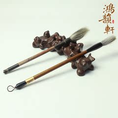 黑檀木黑枝木 木雕雕刻文房用品 书法笔搁笔托 毛笔架山笔挂 包邮