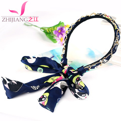 Headband hair band Ribbon Korea long lace scarf headband Ribbon Korean version of the chain head pressure card