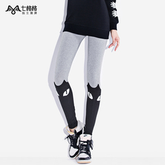 Seven space space OTHERMIX2015 spring new feline logo contrast color stitching wearing footless tights