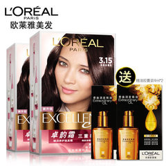 L'OREAL 欧莱雅卓韵霜赋活养护染发剂霜套装2盒 修护受损遮盖白发