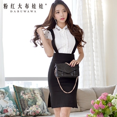 Overalls and pink dolls in summer 2015 Amoi ladies wave slim tight bag hip skirts summer