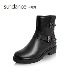 sundance/太阳舞2016冬季新款  铆钉牛皮骑士靴短靴冬 S6563159