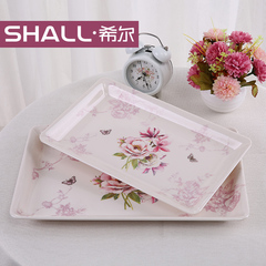 SHALL/希尔 欧式水杯托盘套装 长方形餐具塑料托盘茶盘创意水果盘