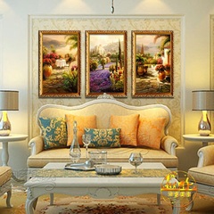 手绘油画装饰画客厅有框三联组合餐厅玄关走廊挂画欧式风景FJ1483