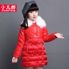 女童2015童装冬装外套新款儿童加厚毛领大衣韩版中大童拼接皮衣潮