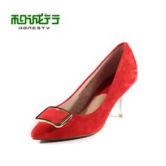 He Chenghang and Ms 2015 fall/winter new style scrub Sheepskin leather pointed shoes with high heels shoes 0010497