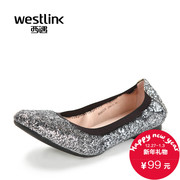 Westlink/West fall 2015 the new Korean version of Sparkle soft shallow swirling round head shoe