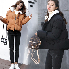 艾加冬季女装新款韩版两色短款面包服立领棉衣加厚保暖棉服百搭潮