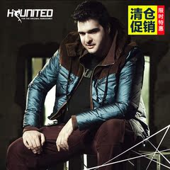 Hippo United巨鲨大码男外套秋冬装加肥加大连帽羽绒服