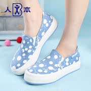 This new thick-soled platform with a pedal Lok Fu shoes canvas shoes polka dots women's casual shoes the lazy man shoes women