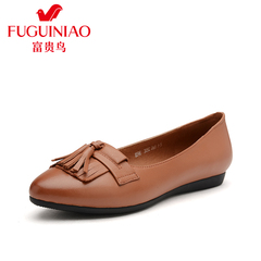 Rich bird-fall 2015 new leather shoes shoes women's retro shoes small pointy flat shoes UK shoe