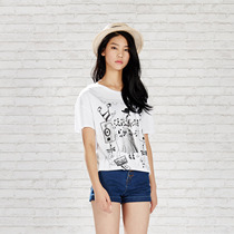 美特斯邦威2015夏新款女少女插画潮休闲短袖T恤吊牌价99元