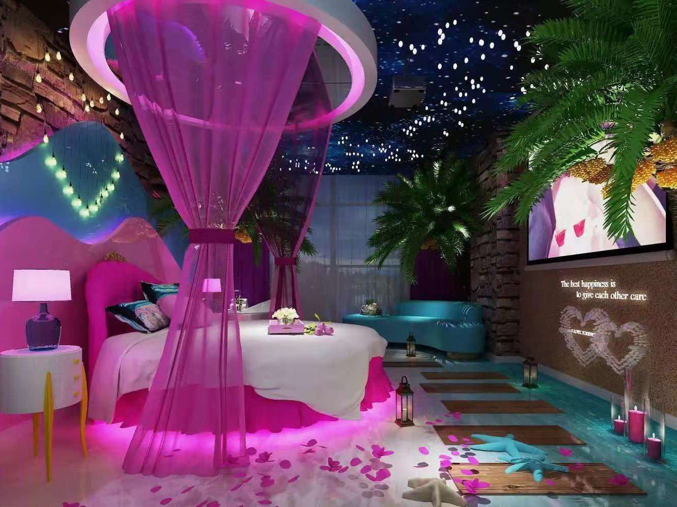 太原followme唯爱主题酒店爱情阶梯投影浴缸电动酒店客栈日历